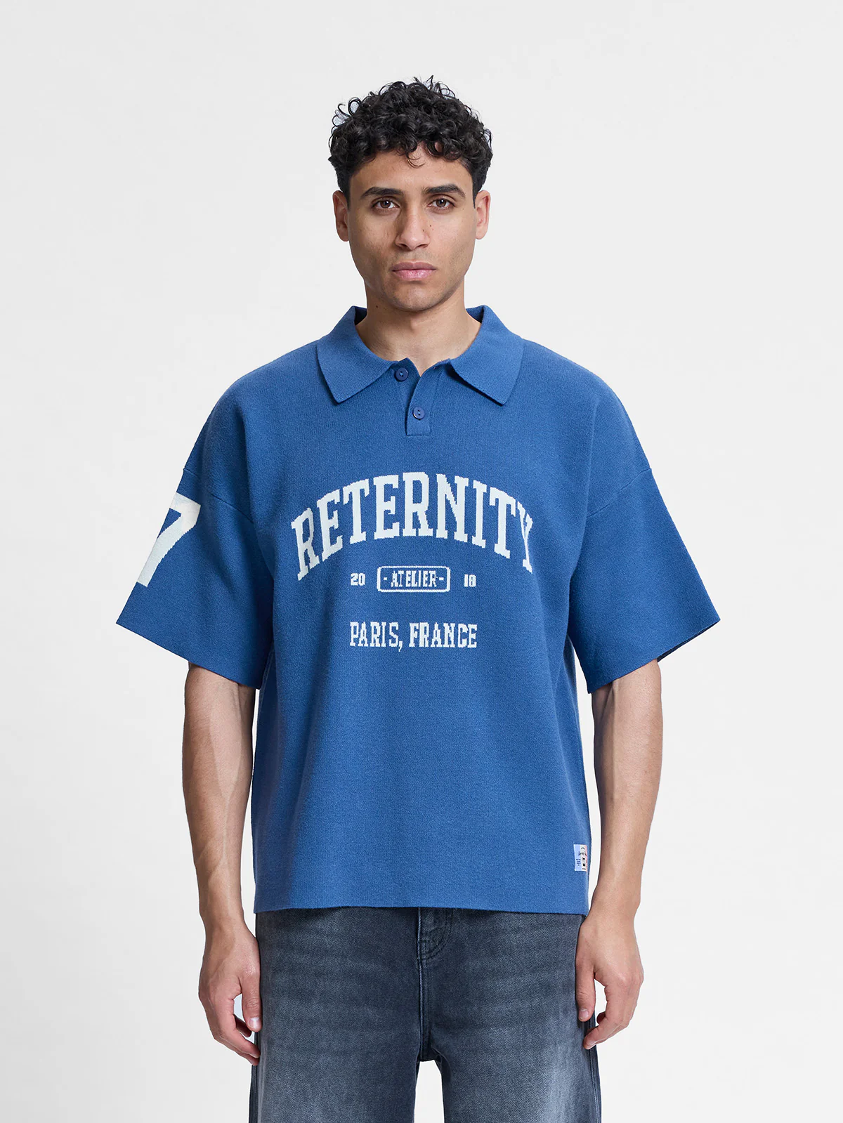 L'ART DE LA RUE KNIT POLO - BLUE - Image 3