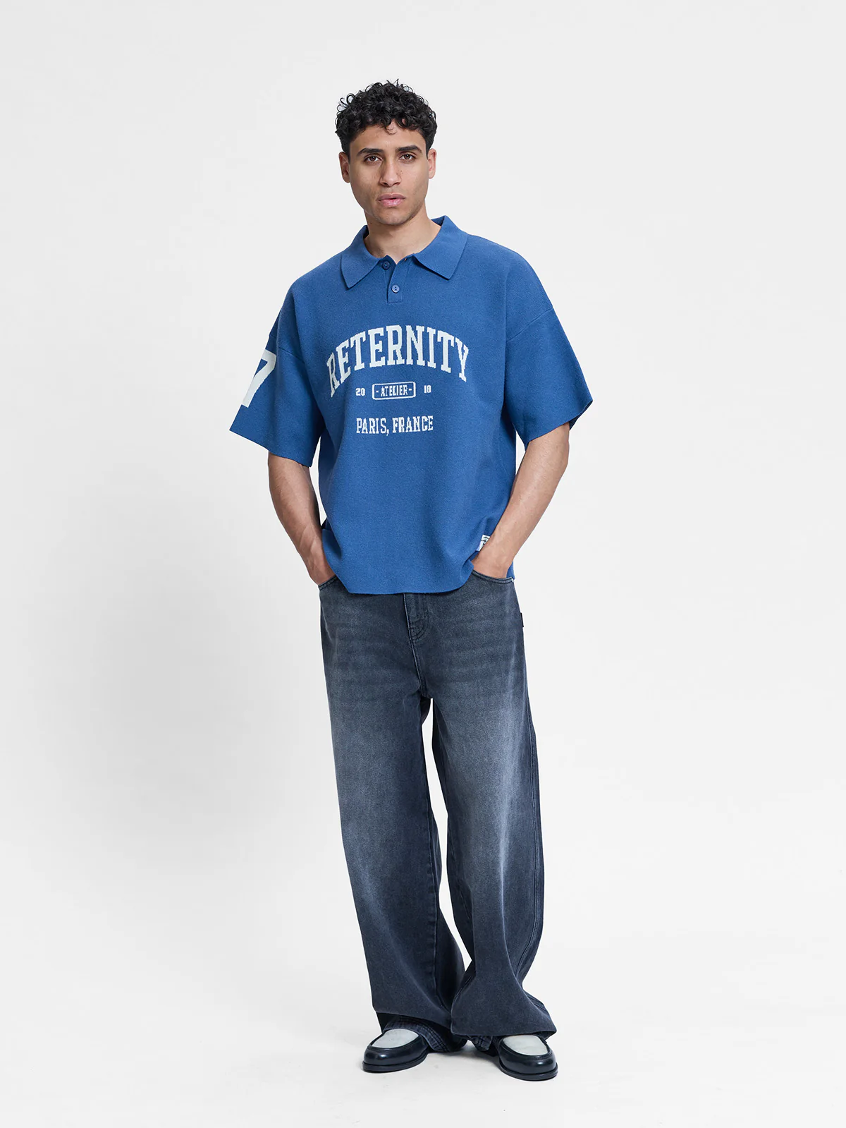 L'ART DE LA RUE KNIT POLO - BLUE - Image 7