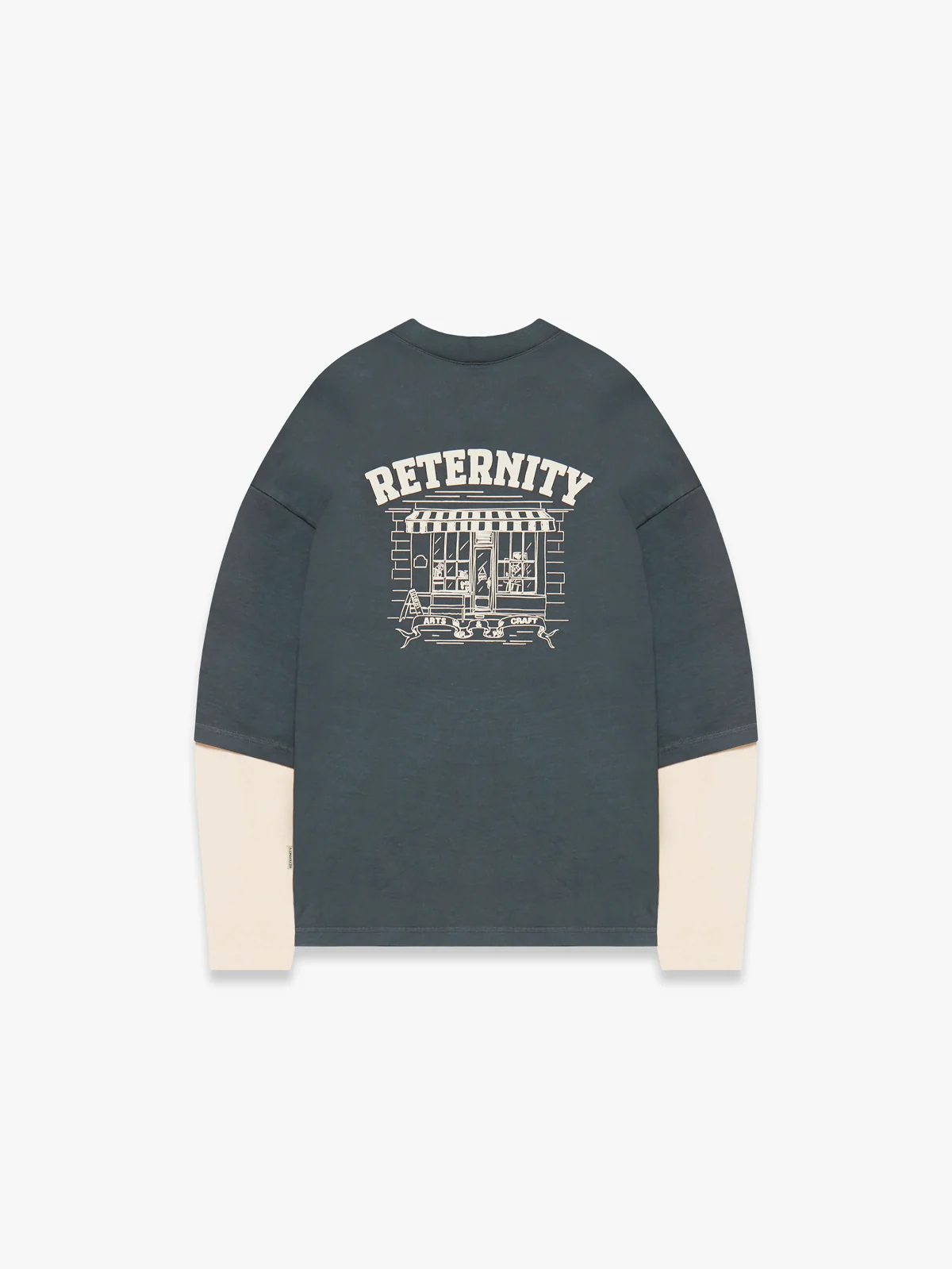 LAYERED LONGSLEEVE - WASHED GREY/CREAM