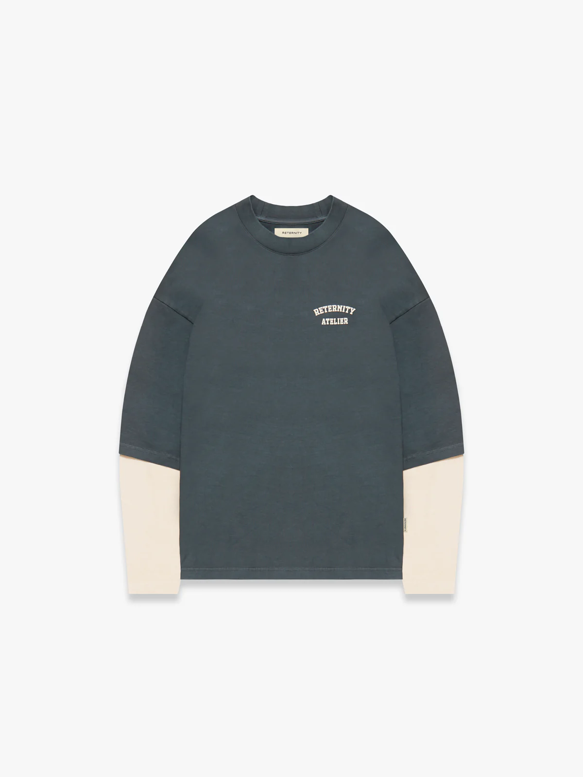 LAYERED LONGSLEEVE - WASHED GREY/CREAM - Image 2