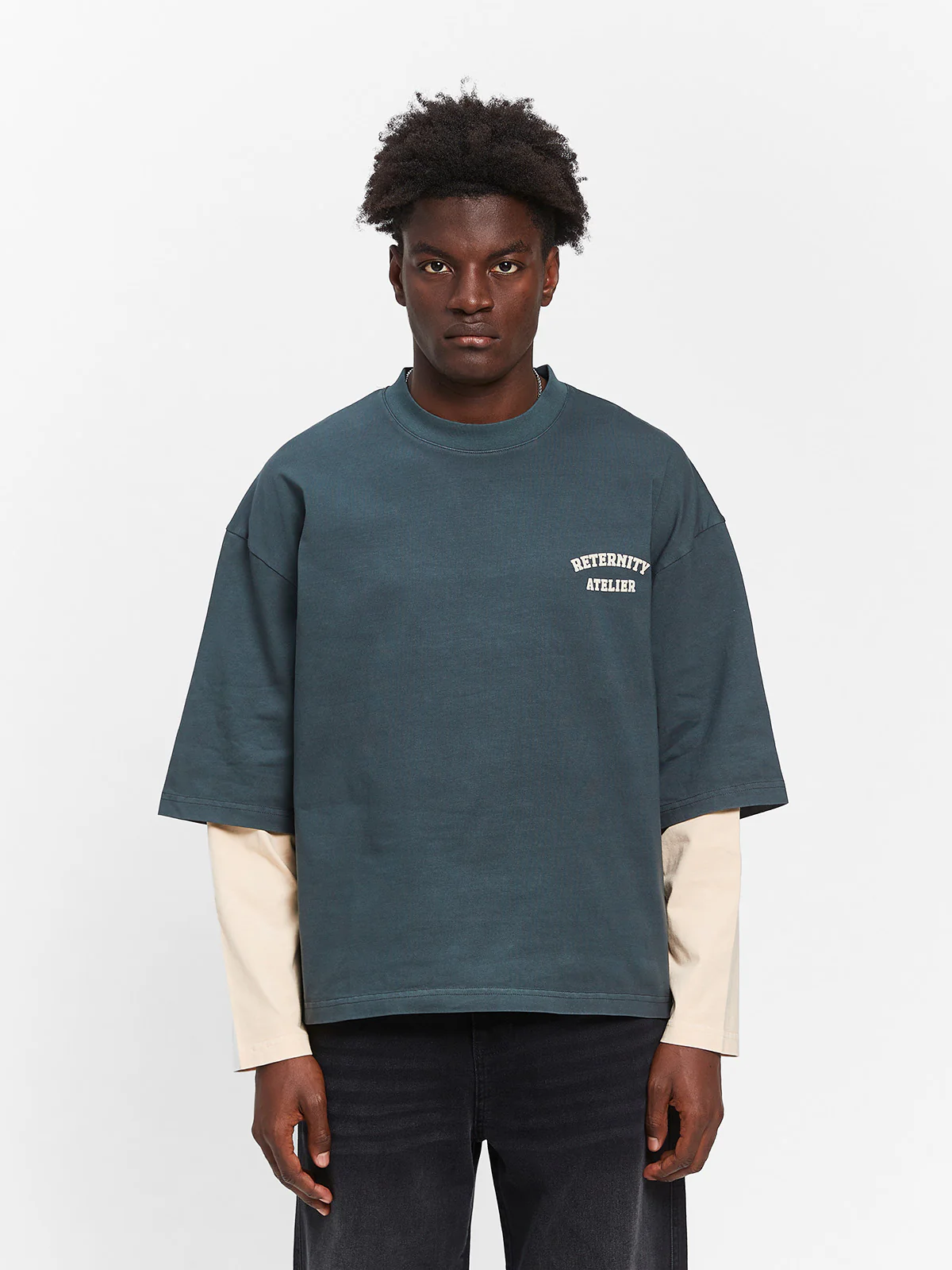 LAYERED LONGSLEEVE - WASHED GREY/CREAM - Image 3