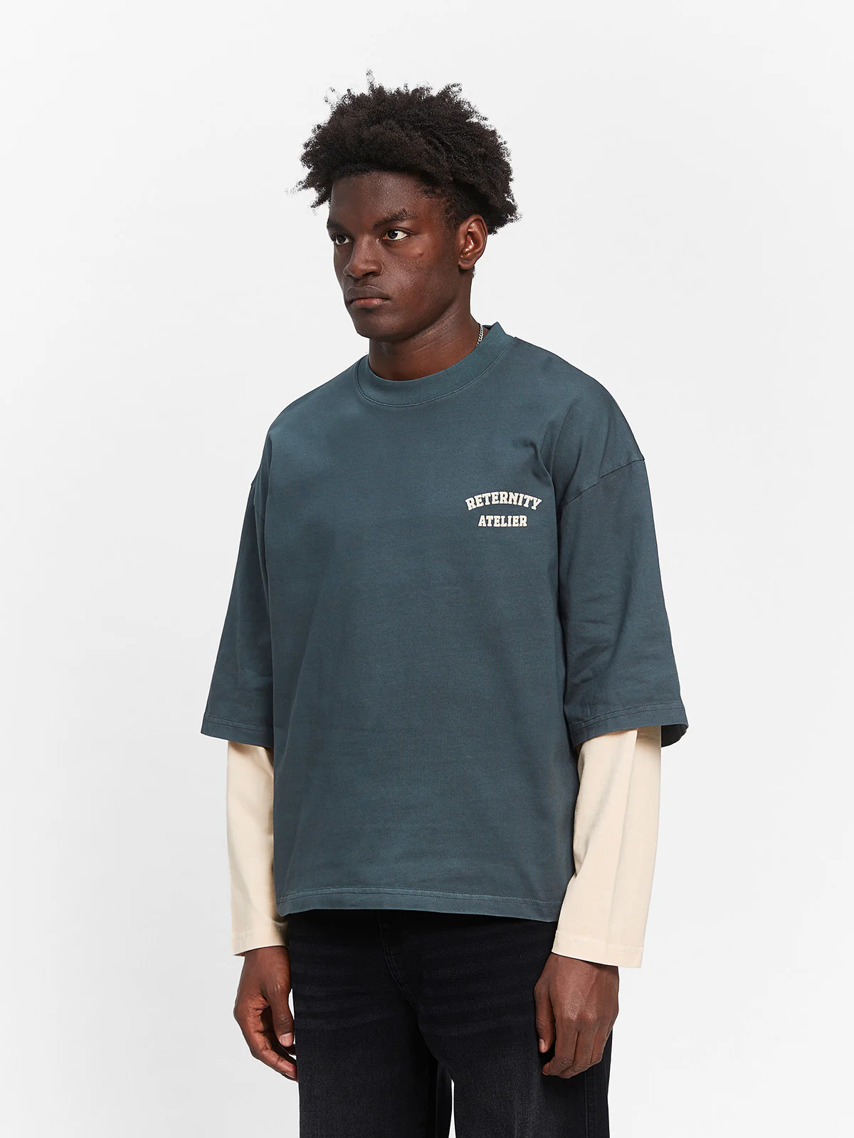 LAYERED LONGSLEEVE - WASHED GREY/CREAM - Image 4