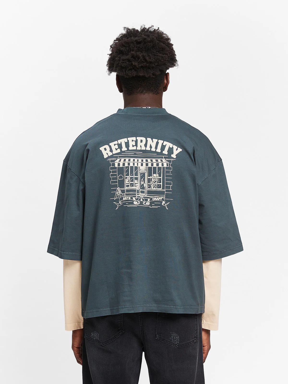 LAYERED LONGSLEEVE - WASHED GREY/CREAM - Image 6