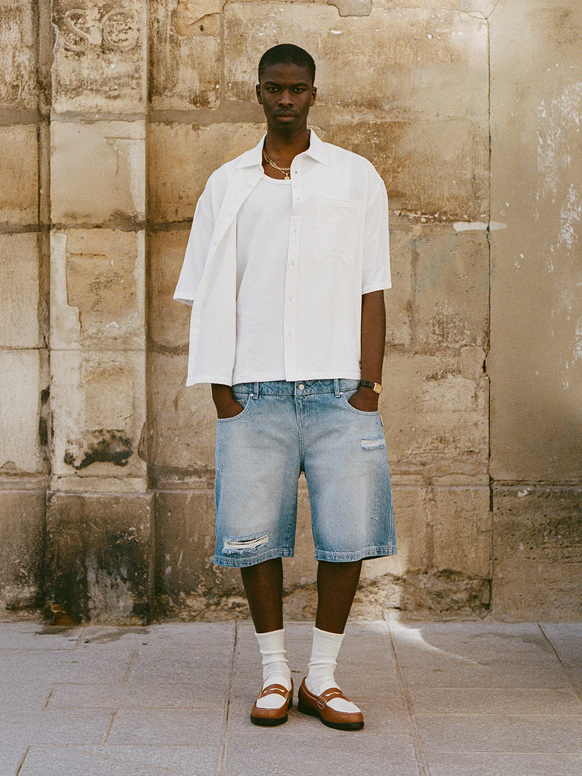 LAYERED SHORTS - WASHED BLUE - Image 2