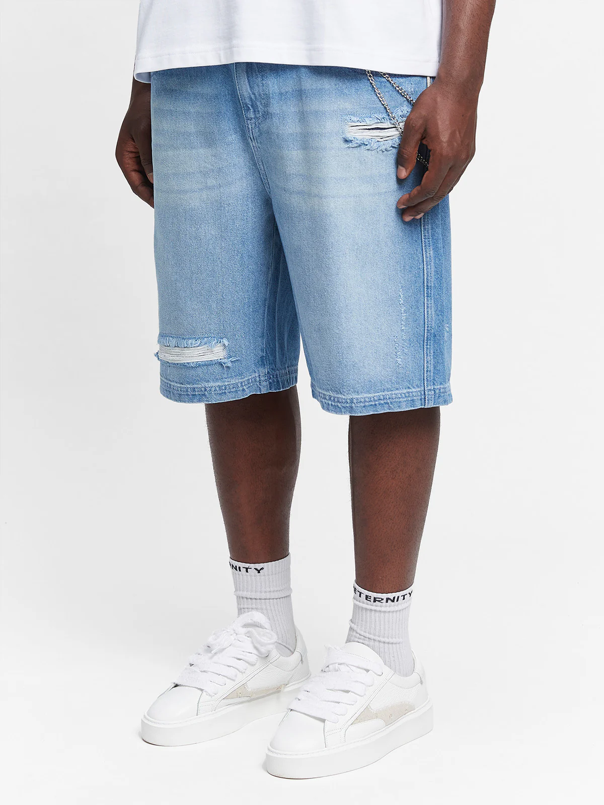 LAYERED SHORTS - WASHED BLUE - Image 3