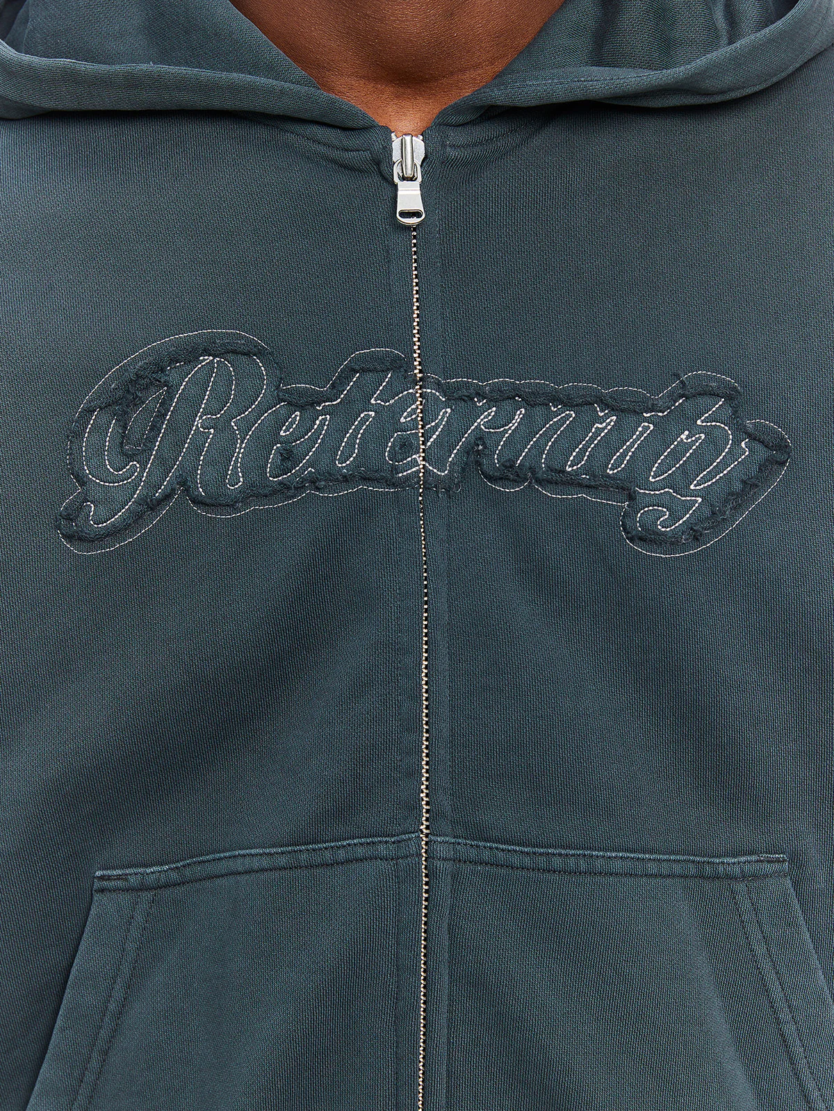 LAYERED ZIP-HOODIE - WASHED GREY/CREAM - Image 7