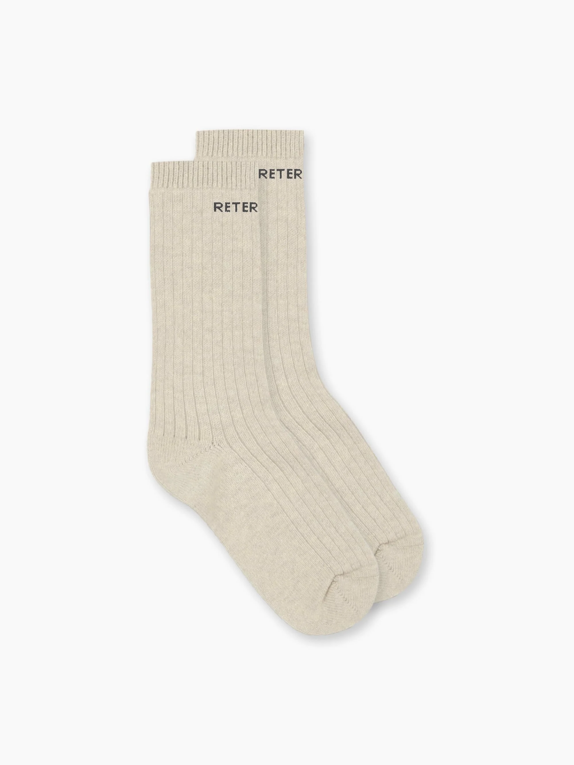 LOGO KNIT SOCKS - CREAM - Image 2