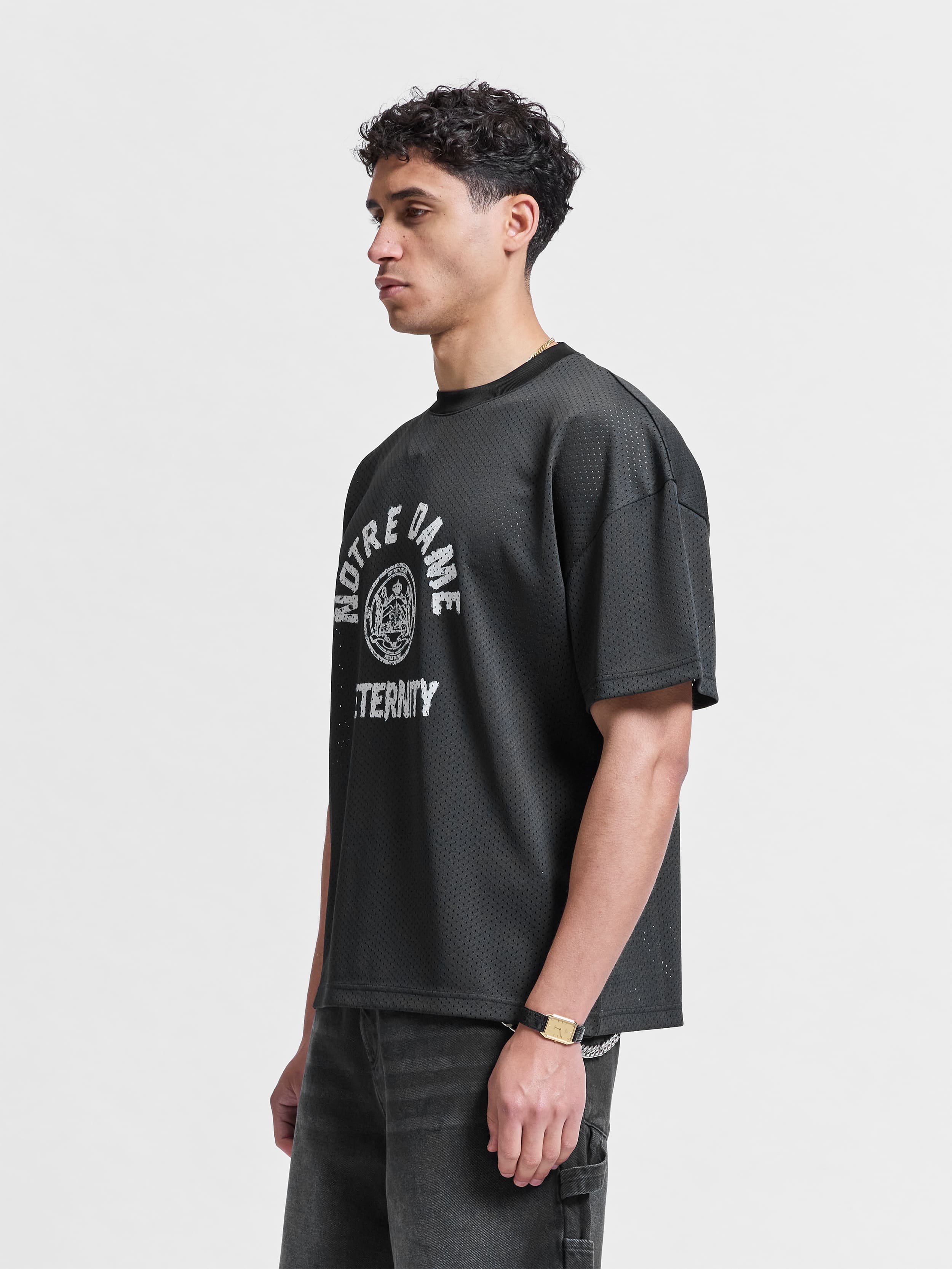NOTRE DAME MESH T-SHIRT - BLACK - Image 3