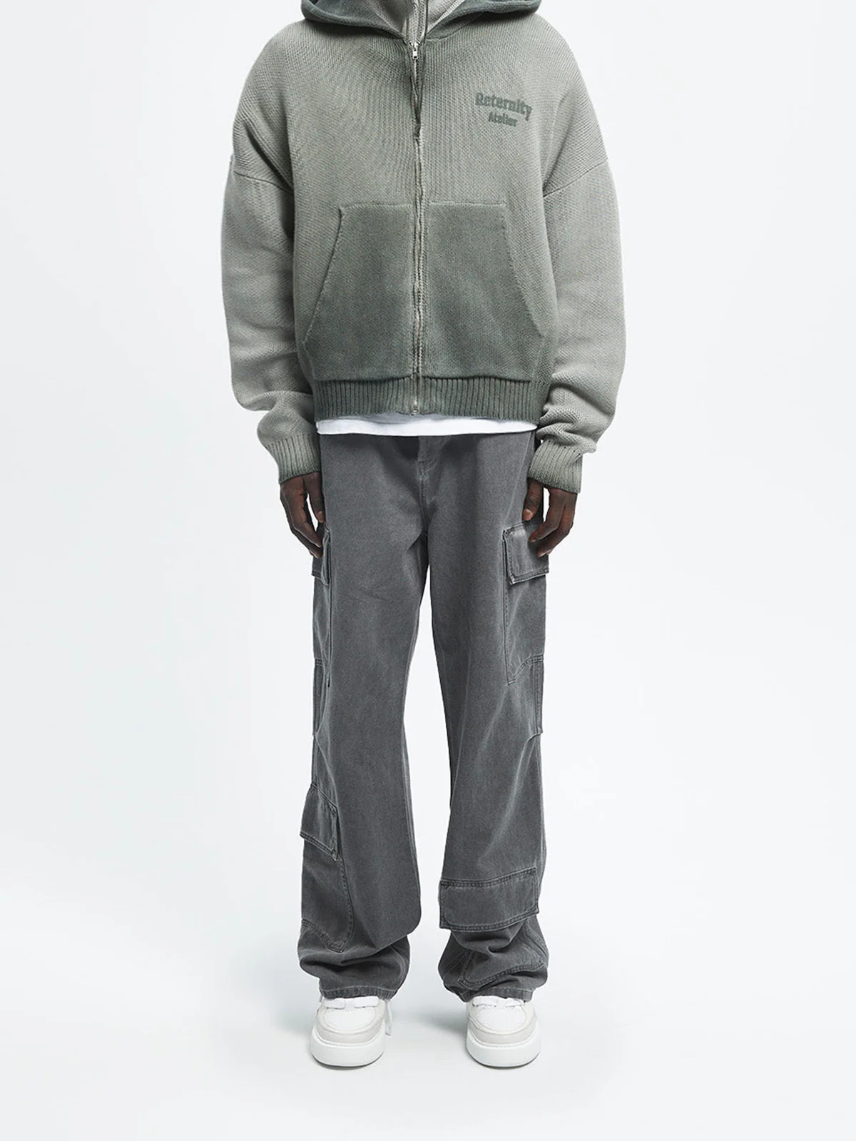OIL WASHED CARGO PANTS - BLACK - Image 6
