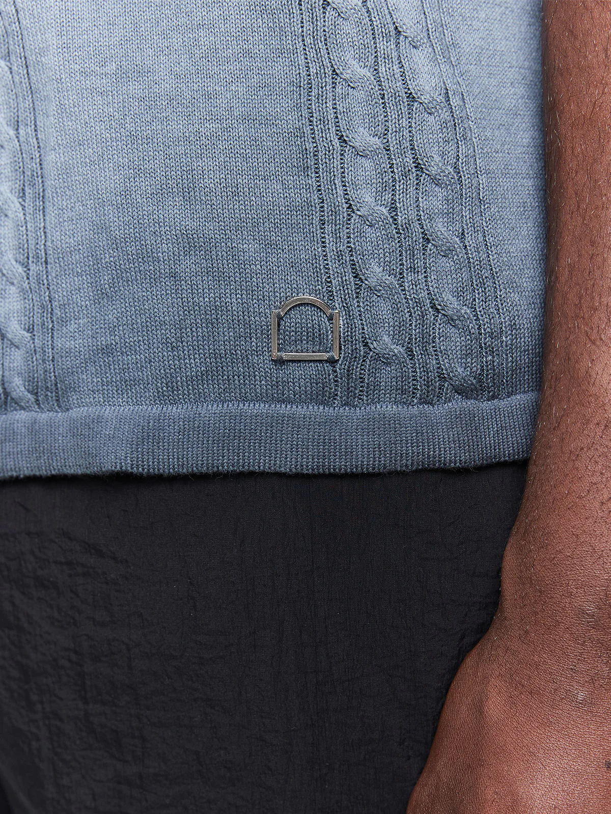 OIL WASHED POLO KNIT SHIRT - BLUE - Image 9