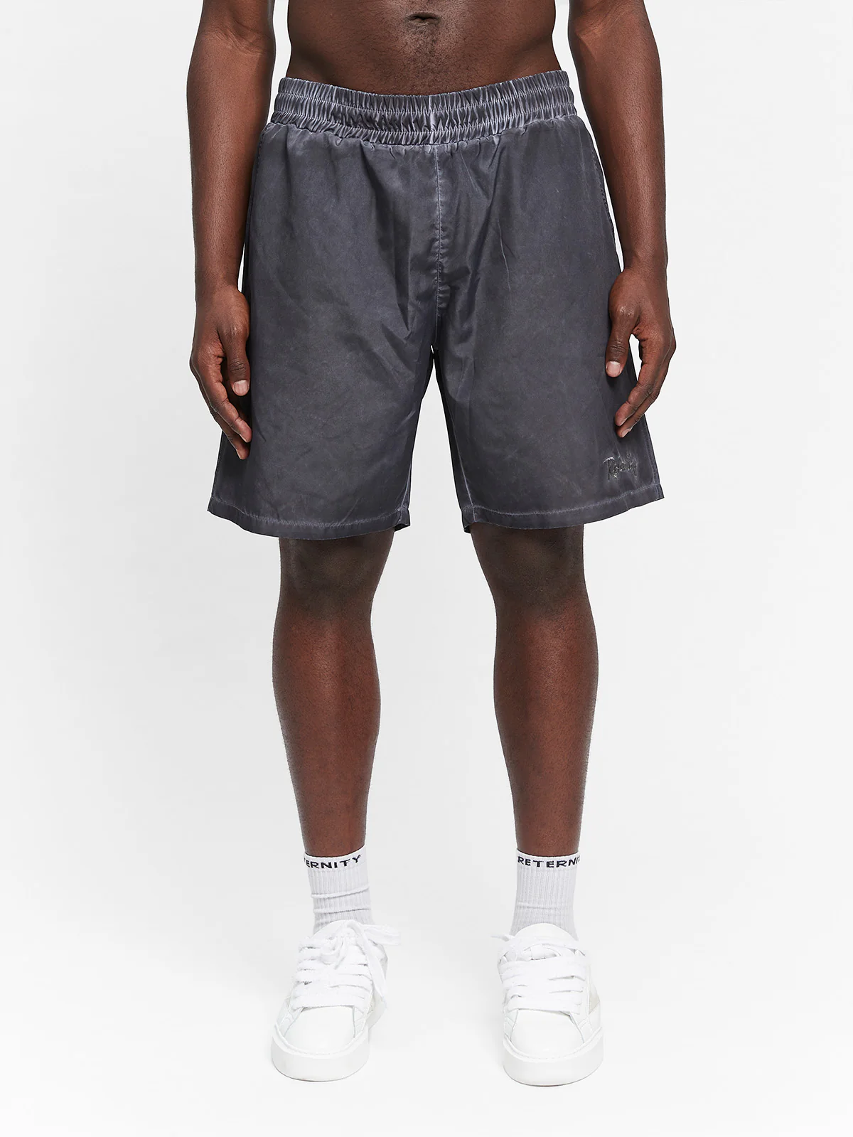 OIL WASHED SWIM SHORTS - BLACK - Image 2