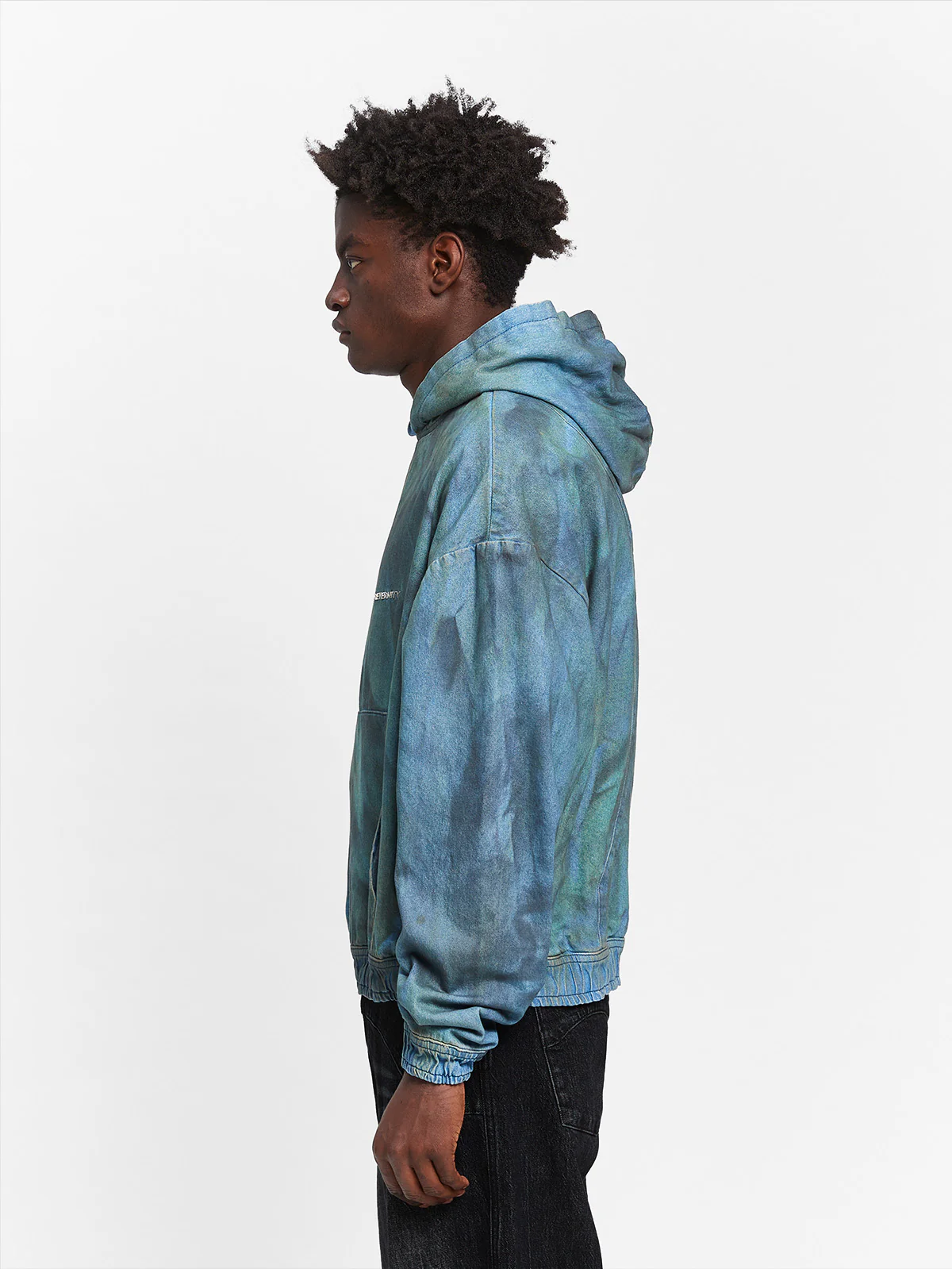 PAINTED ARTISAN DENIM HOODIE - WASHED BLUE - Image 4