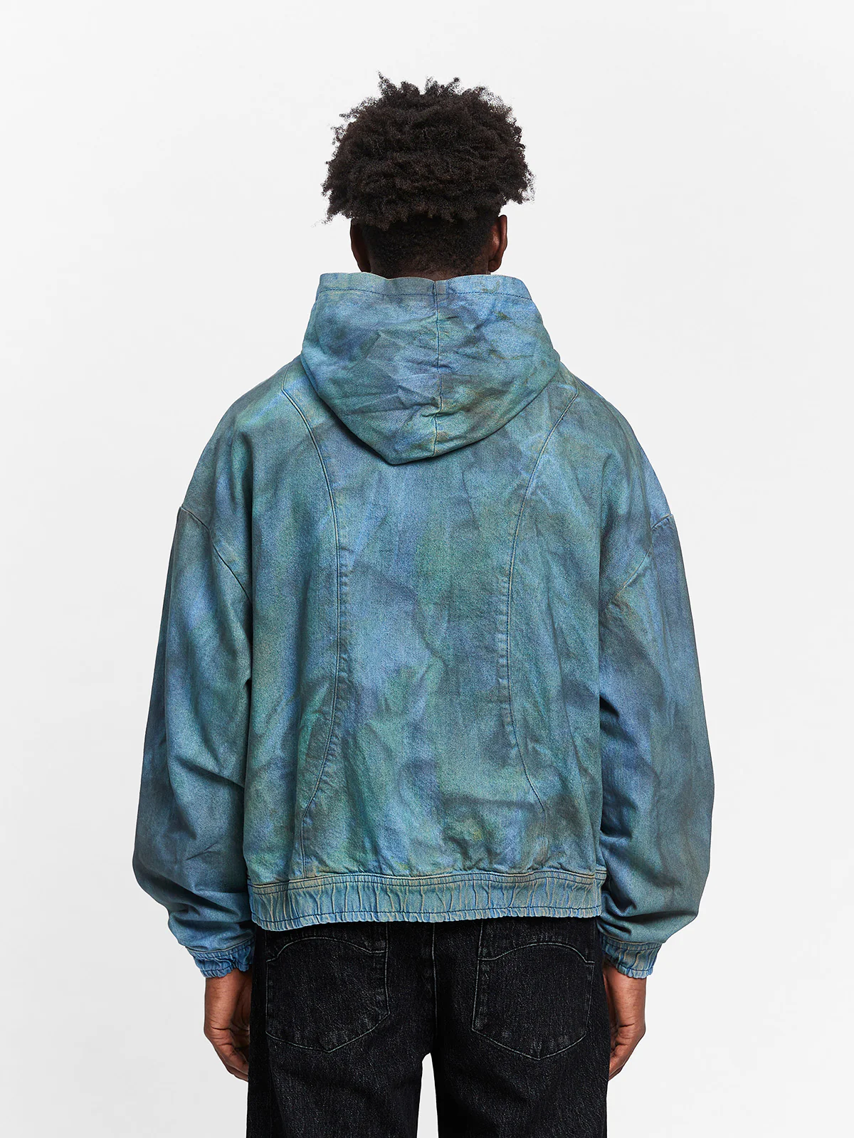 PAINTED ARTISAN DENIM HOODIE - WASHED BLUE - Image 5