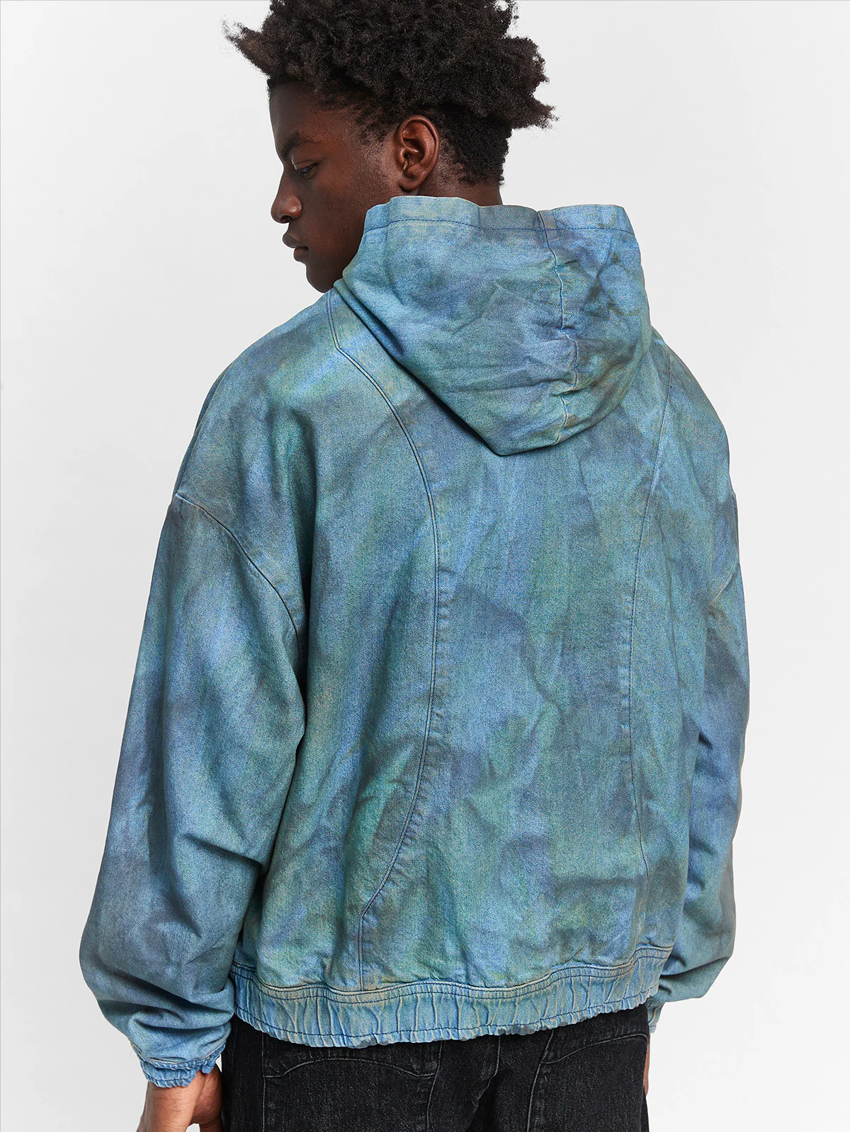 PAINTED ARTISAN DENIM HOODIE - WASHED BLUE - Image 7