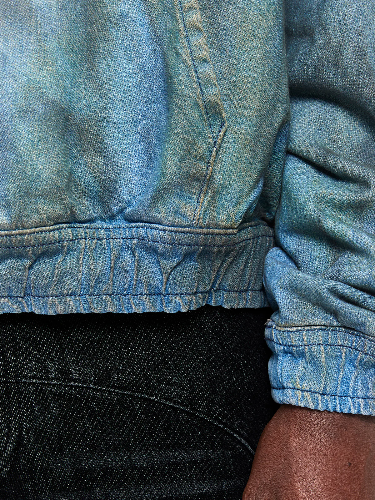 PAINTED ARTISAN DENIM HOODIE - WASHED BLUE - Image 9