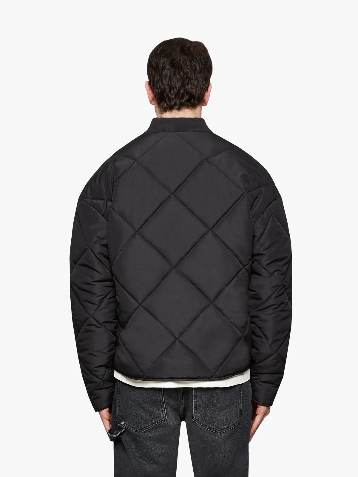 QUILTED BOMBER JACKET - BLACK - Image 5