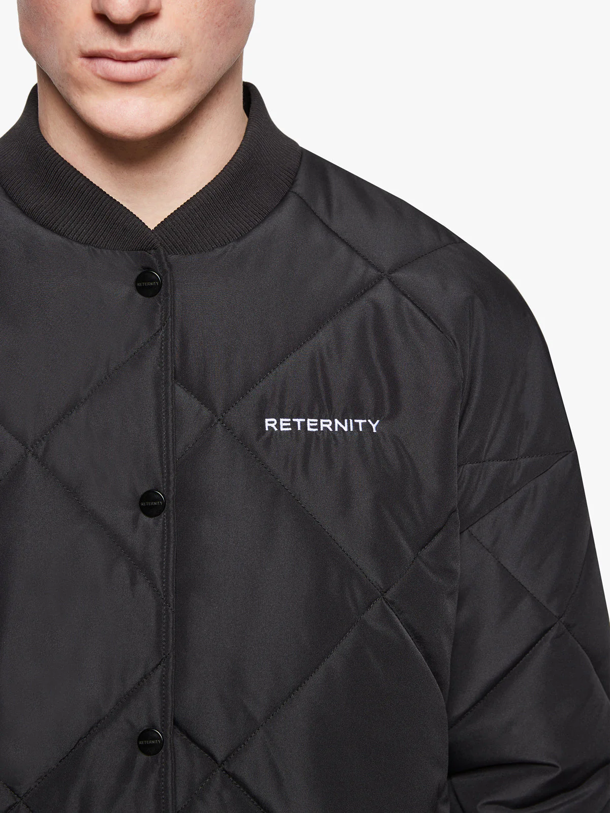 QUILTED BOMBER JACKET - BLACK - Image 7