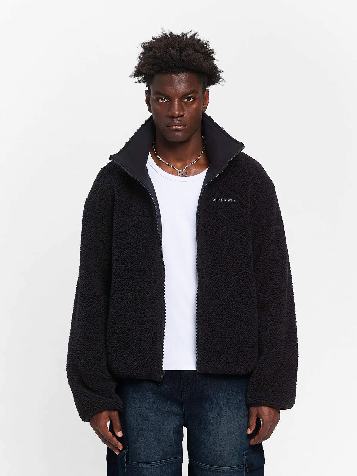 REVERSIBLE FLEECE JACKET - BLACK - Image 3