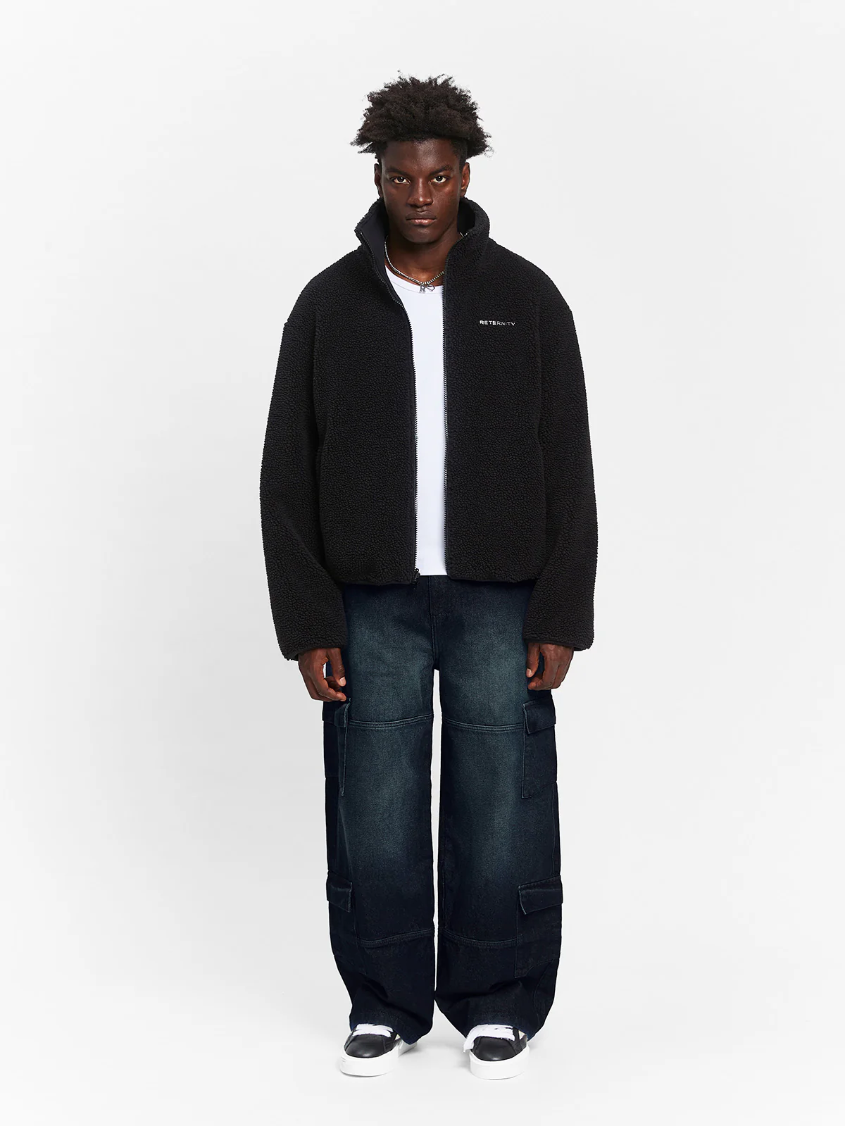 REVERSIBLE FLEECE JACKET - BLACK - Image 7