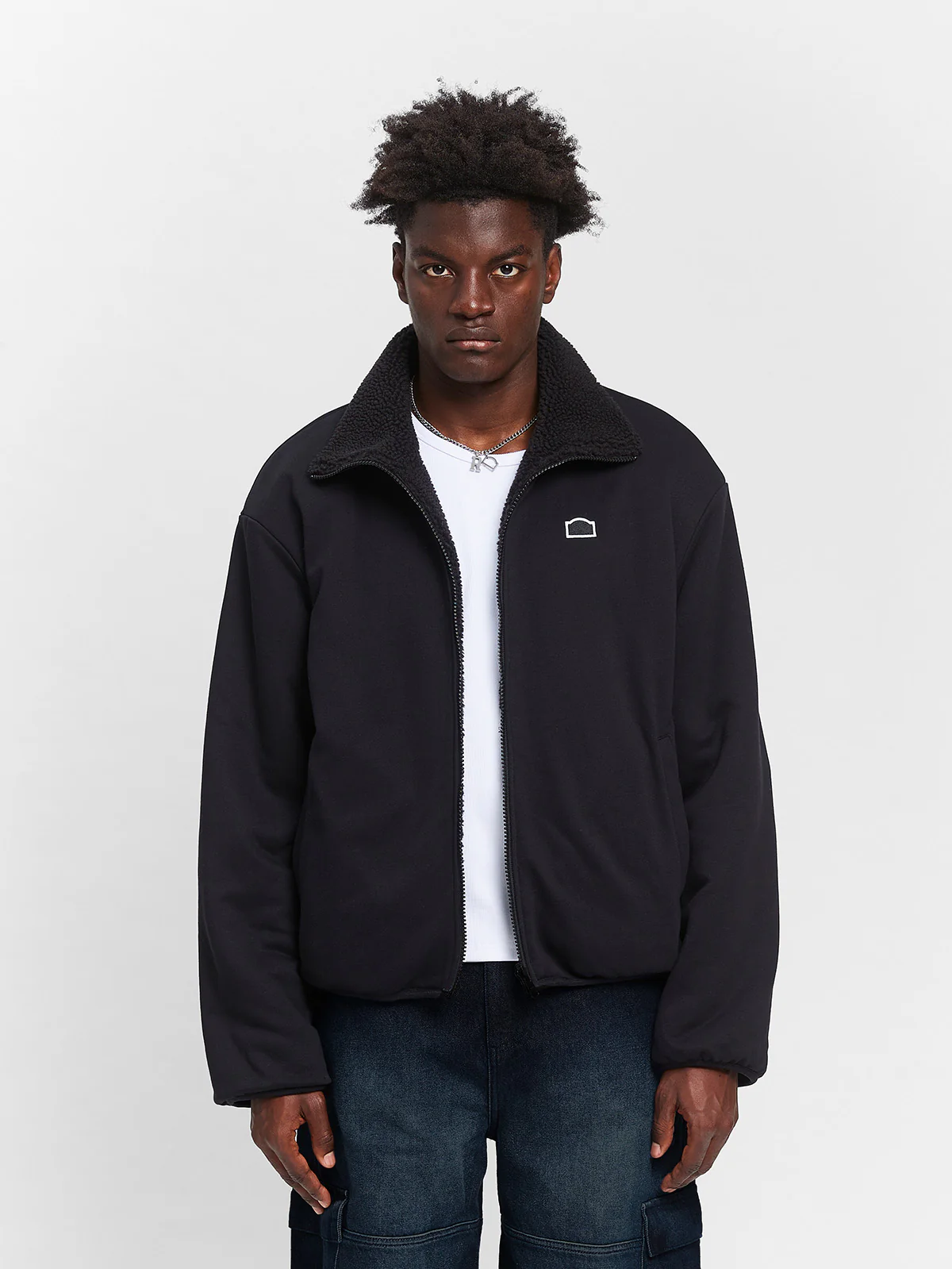REVERSIBLE FLEECE JACKET - BLACK - Image 8