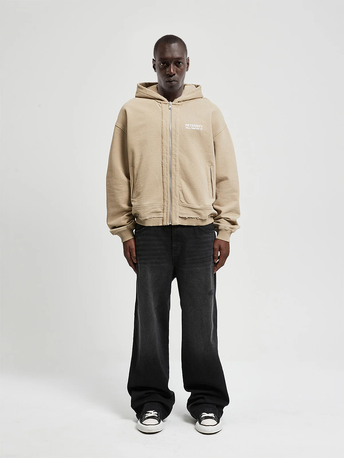 RIBBED ZIP-HOODIE - TAUPE - Image 6