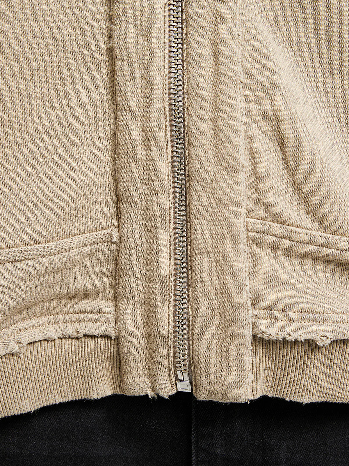 RIBBED ZIP-HOODIE - TAUPE - Image 7