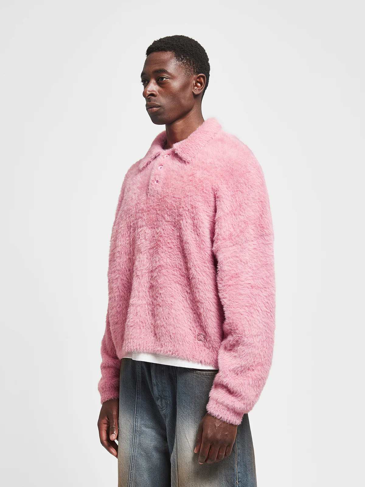 RIVOLI FURRY POLO KNIT - PINK - Image 3
