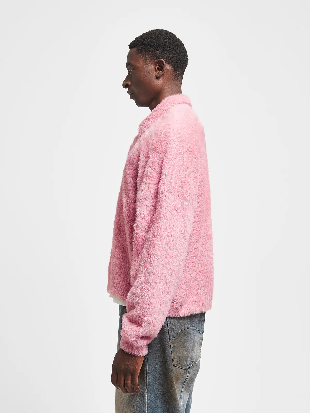 RIVOLI FURRY POLO KNIT - PINK - Image 4
