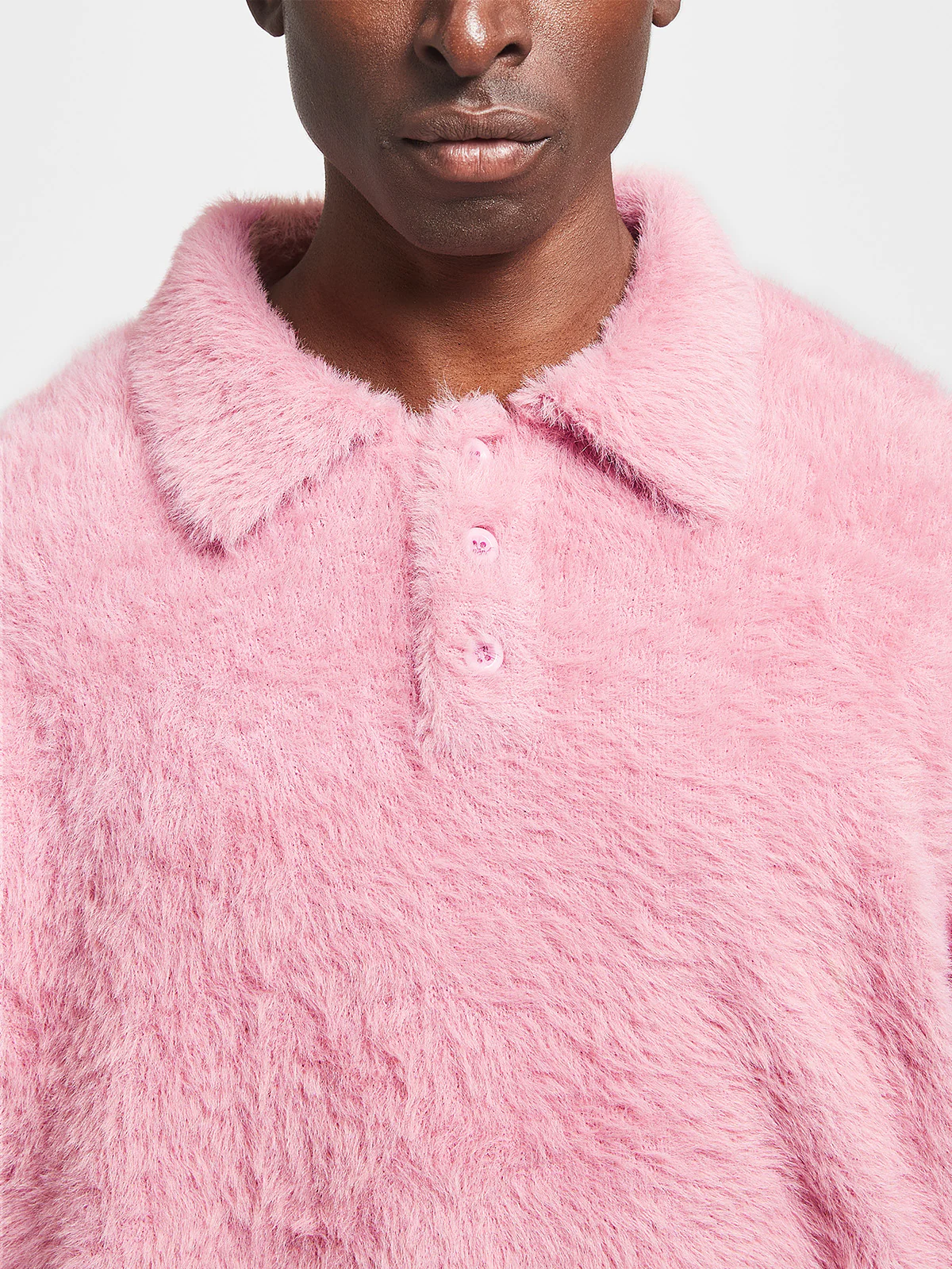 RIVOLI FURRY POLO KNIT - PINK - Image 6