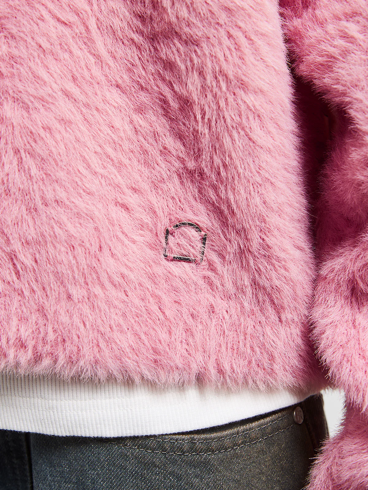 RIVOLI FURRY POLO KNIT - PINK - Image 7