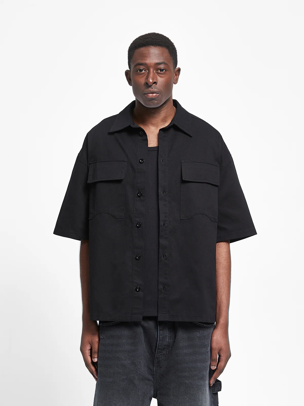 SIGNE BUTTON SHIRT - BLACK - Image 2