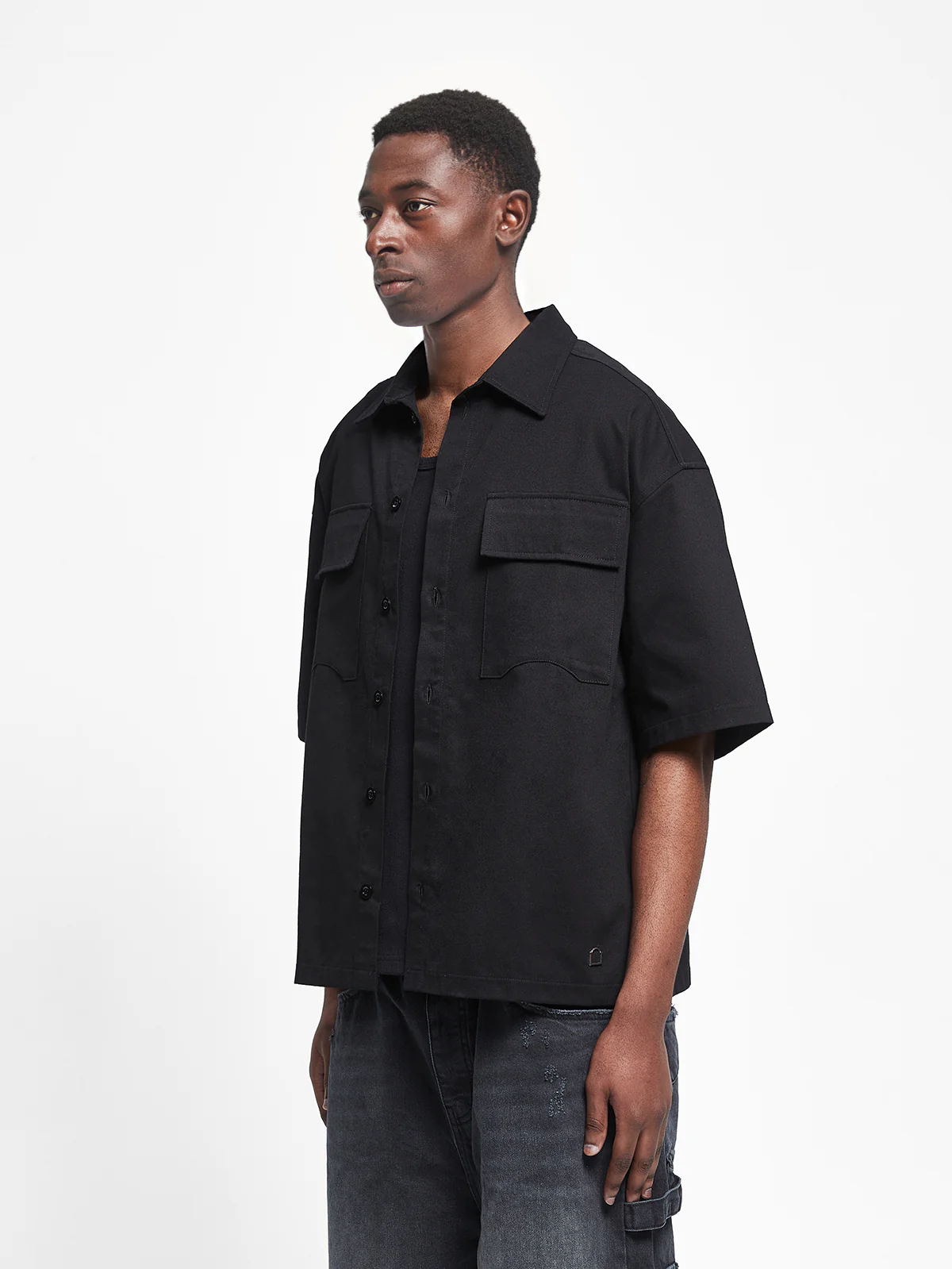 SIGNE BUTTON SHIRT - BLACK - Image 3