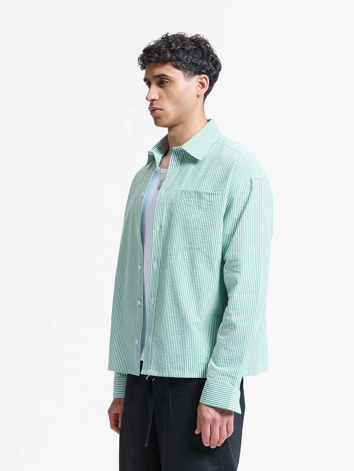 SIGNE SHIRT - GREEN STRIPED - Image 3