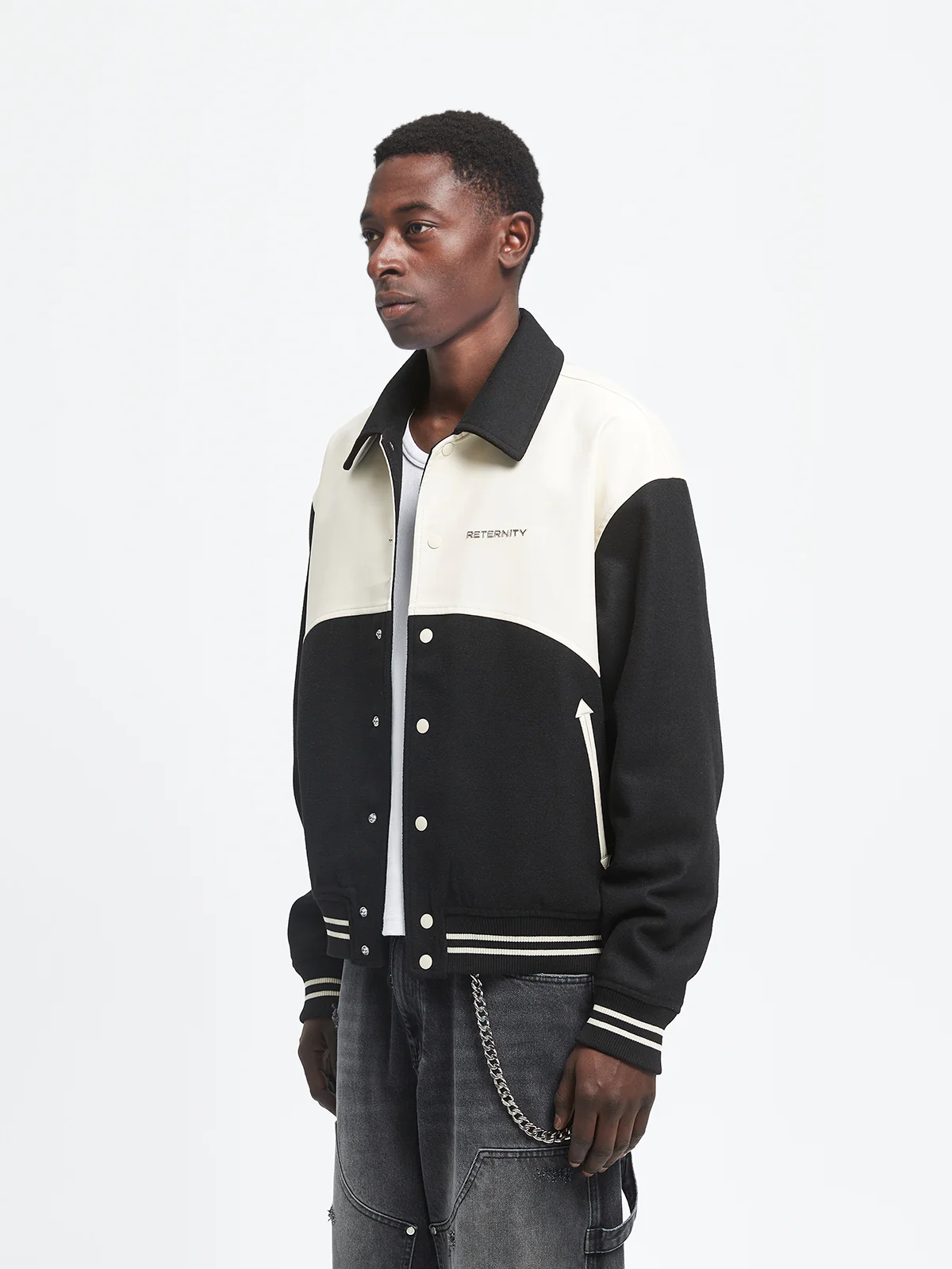 SIGNE VARSITY JACKET - CREAM/BLACK - Image 3