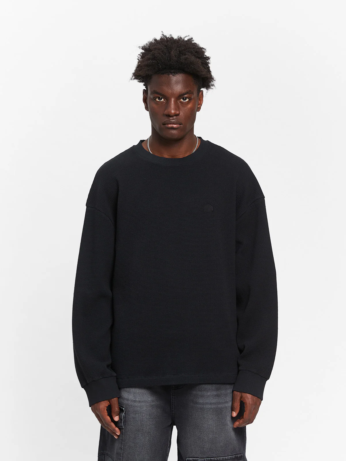 SIGNE WAFFLE LONGSLEEVE - BLACK - Image 3