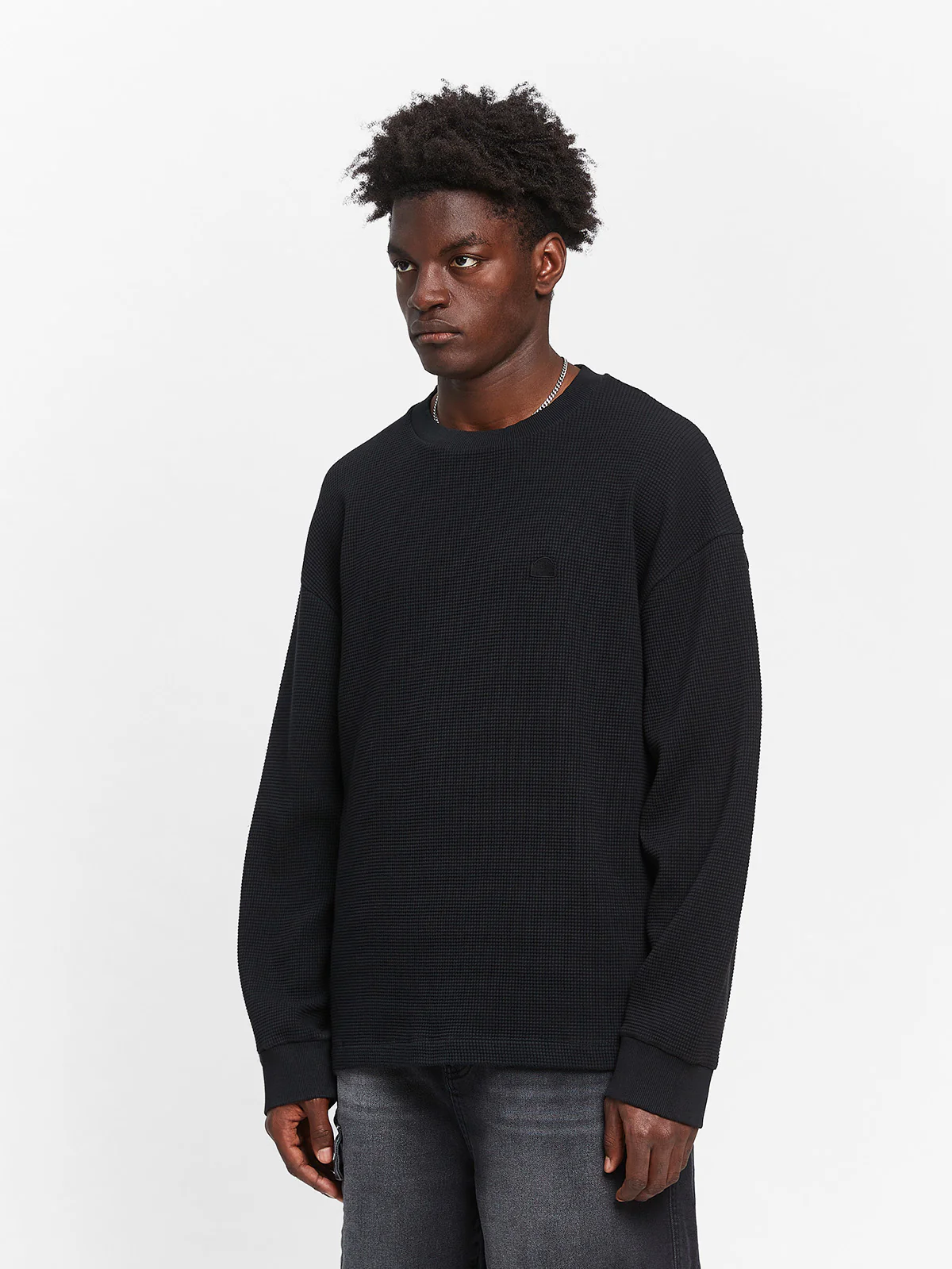 SIGNE WAFFLE LONGSLEEVE - BLACK - Image 4