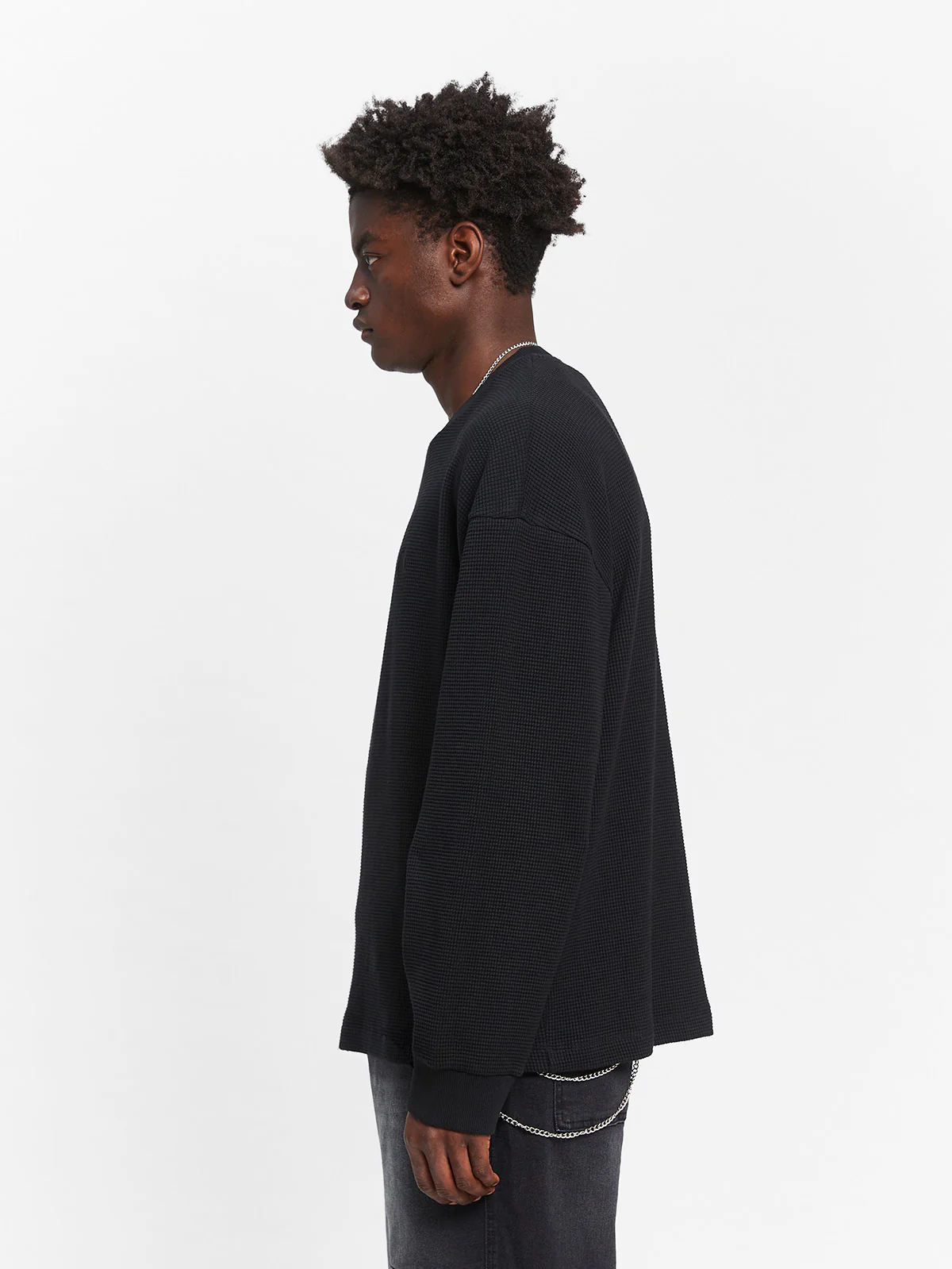 SIGNE WAFFLE LONGSLEEVE - BLACK - Image 5