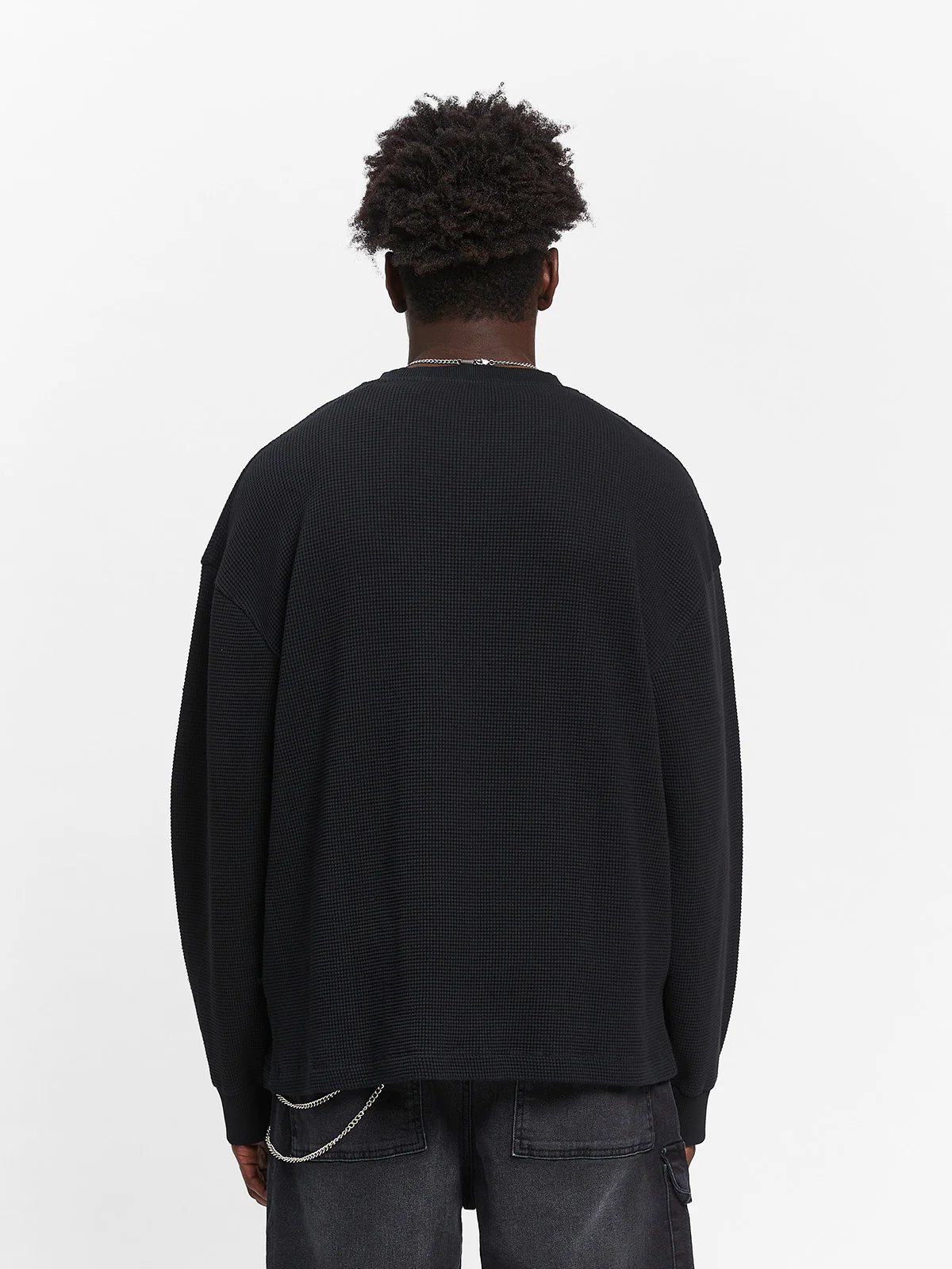 SIGNE WAFFLE LONGSLEEVE - BLACK - Image 6