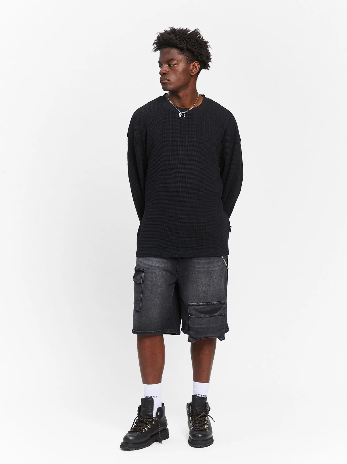 SIGNE WAFFLE LONGSLEEVE - BLACK - Image 7