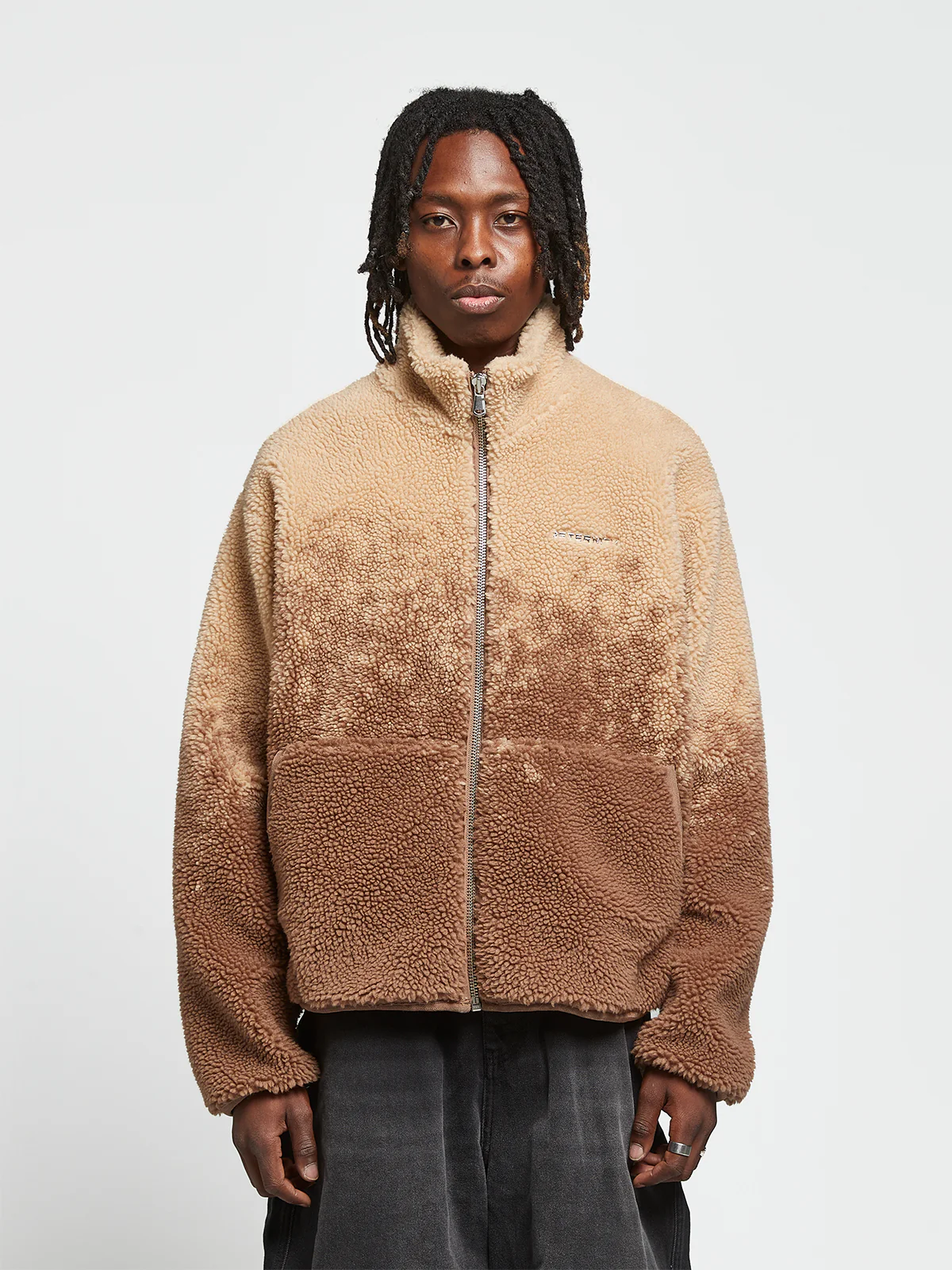 SPRAYED FLEECE JACKET -  BROWN/TAUPE - Image 2