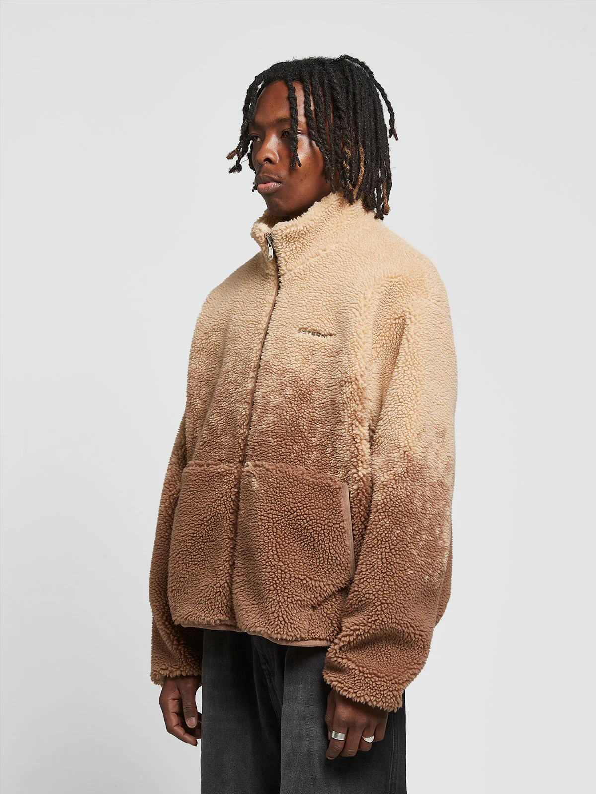 SPRAYED FLEECE JACKET -  BROWN/TAUPE - Image 3