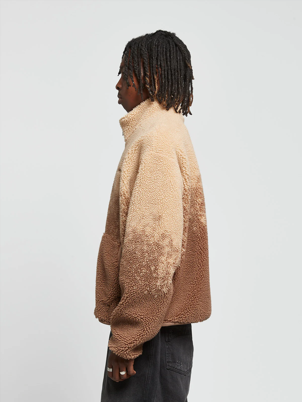 SPRAYED FLEECE JACKET -  BROWN/TAUPE - Image 4