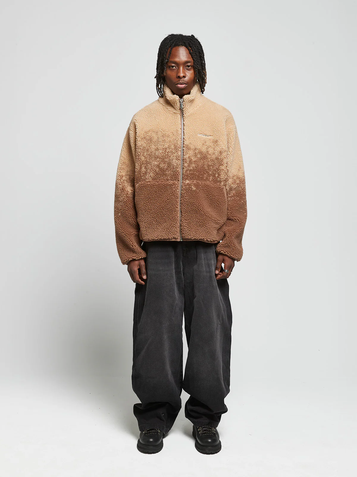 SPRAYED FLEECE JACKET -  BROWN/TAUPE - Image 6