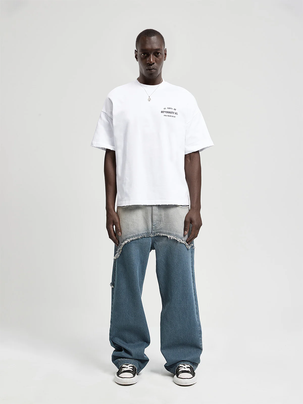 SPRAYED SPLIT DENIM  - WASHED BLUE - Image 6