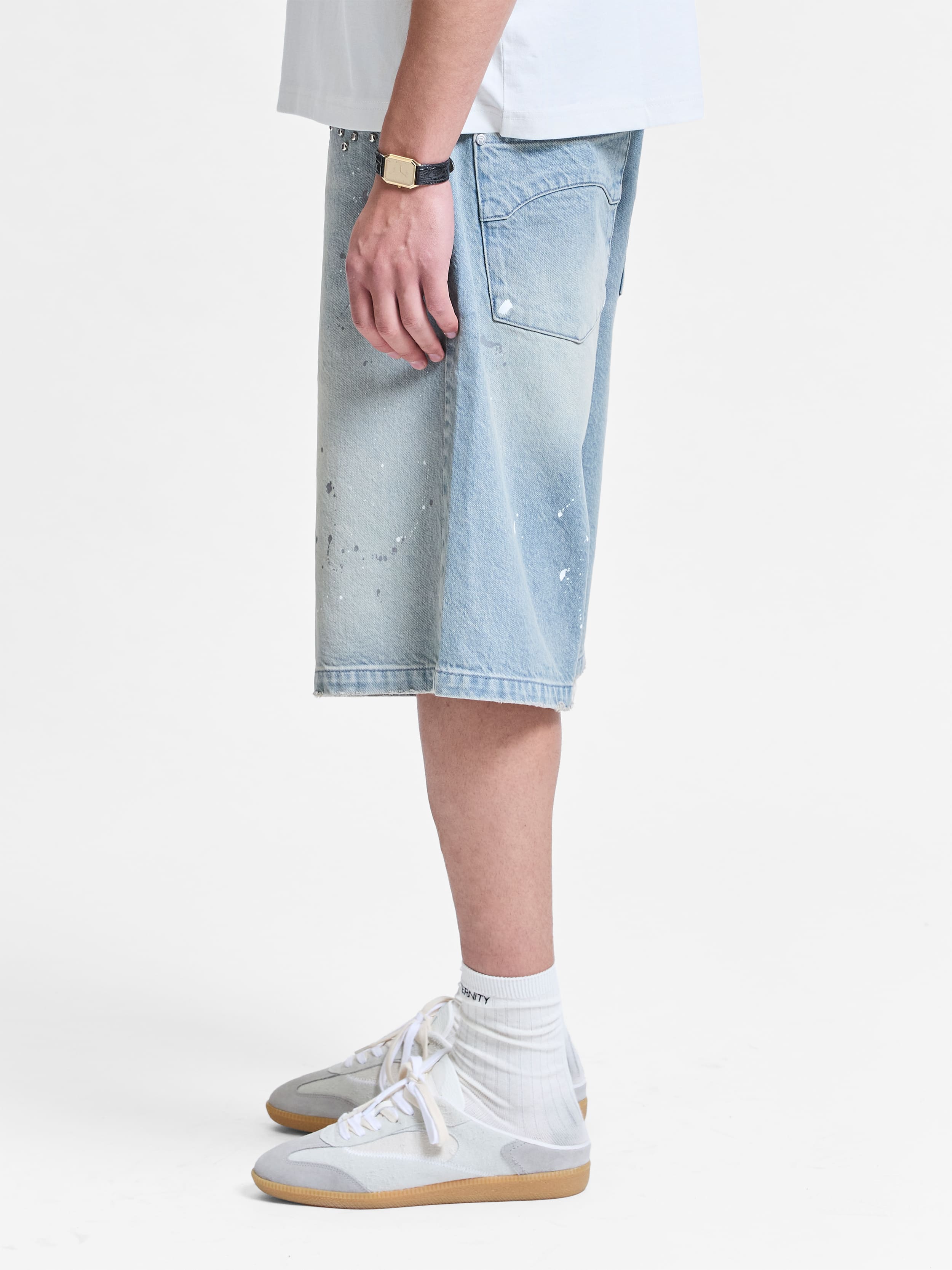 STUDDED JORTS - LIGHT BLUE - Image 4