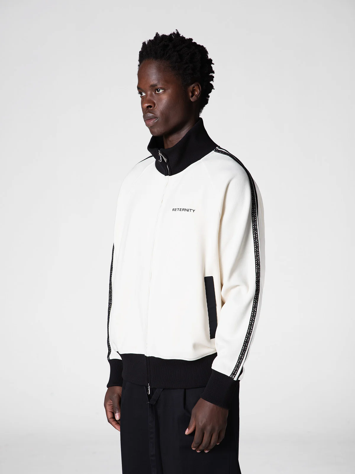 STUDIO KNIT TRACK JACKET - CREAM - Image 3