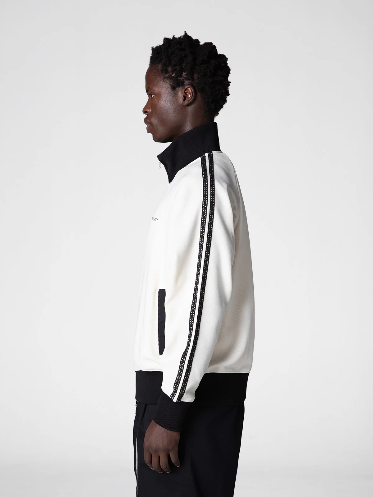 STUDIO KNIT TRACK JACKET - CREAM - Image 4