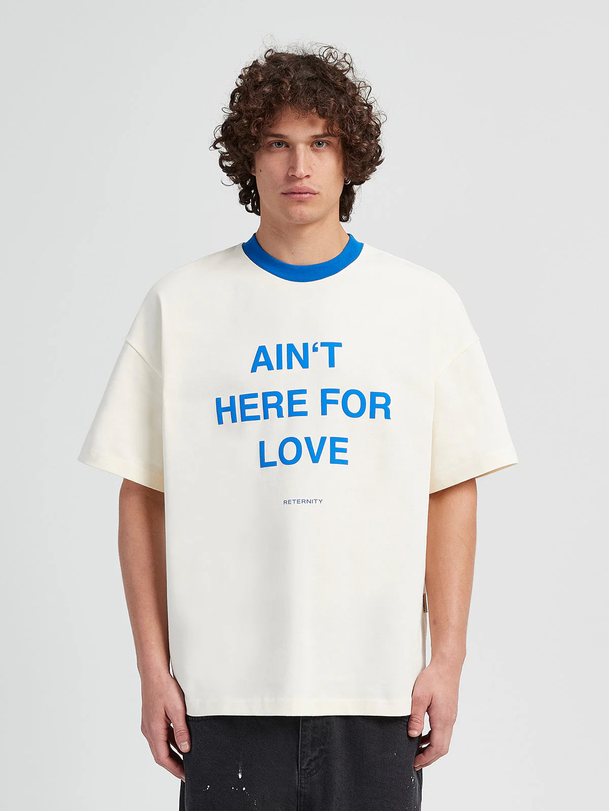 T-SHIRT 'AIN'T HERE FOR LOVE' - CREAM/BLUE - Image 2