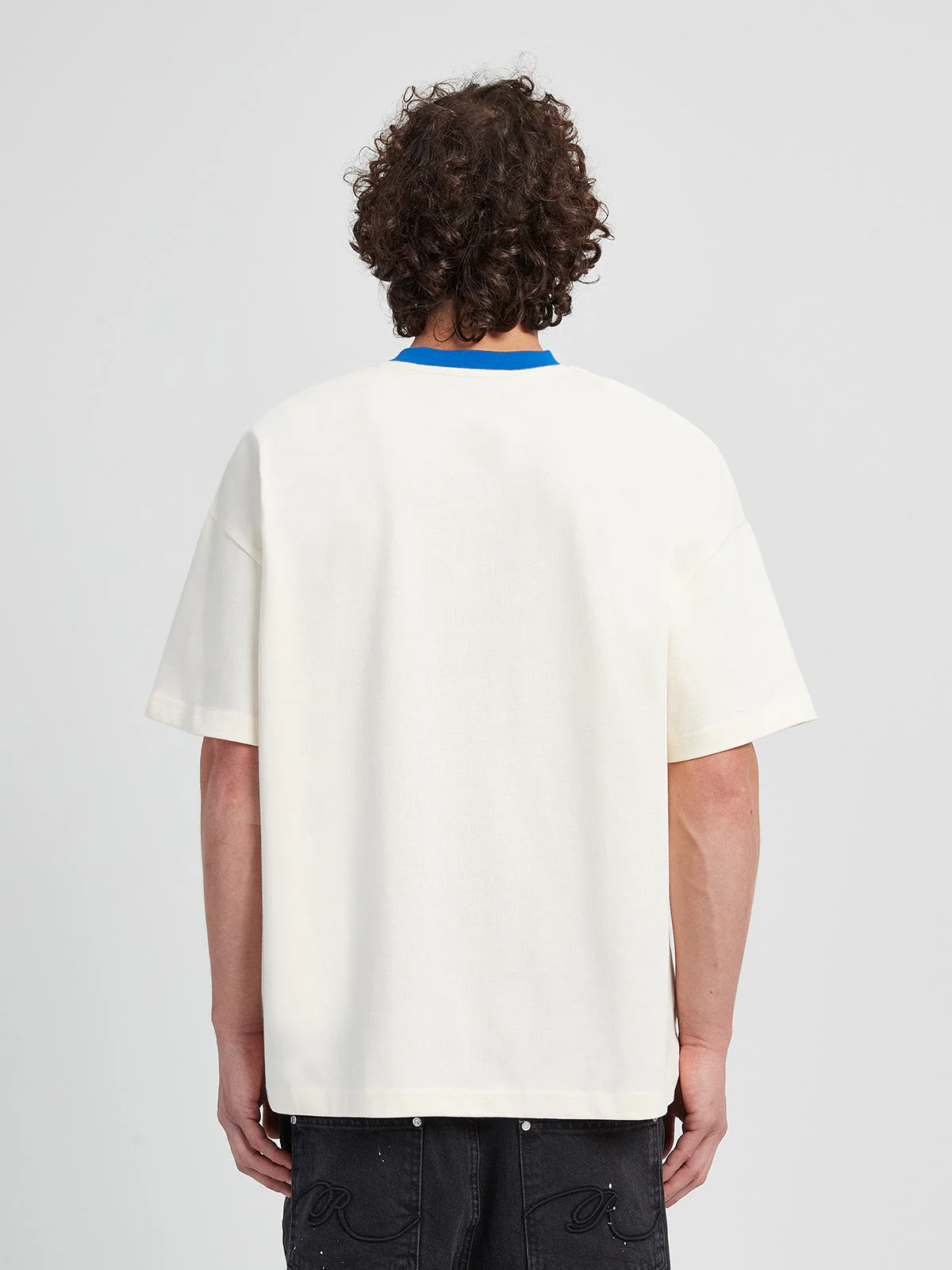 T-SHIRT 'AIN'T HERE FOR LOVE' - CREAM/BLUE - Image 5