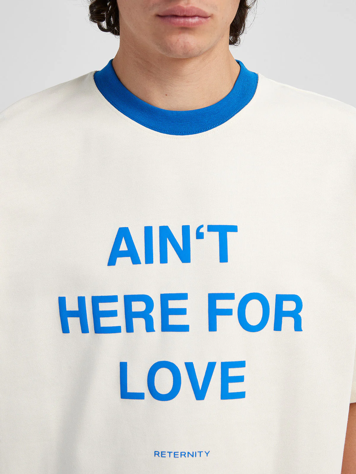 T-SHIRT 'AIN'T HERE FOR LOVE' - CREAM/BLUE - Image 7
